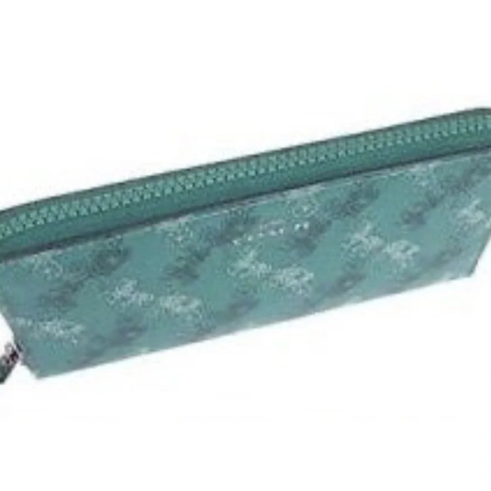 Coach Slim Accordion Zip Wallet With Horse And Carriage Print NEW
